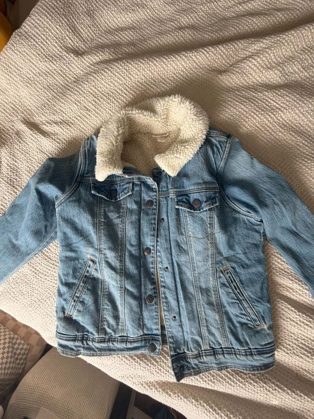 Cat & Jack Girls Denim Sherpa Lined Jacket Blue XL (14/16)